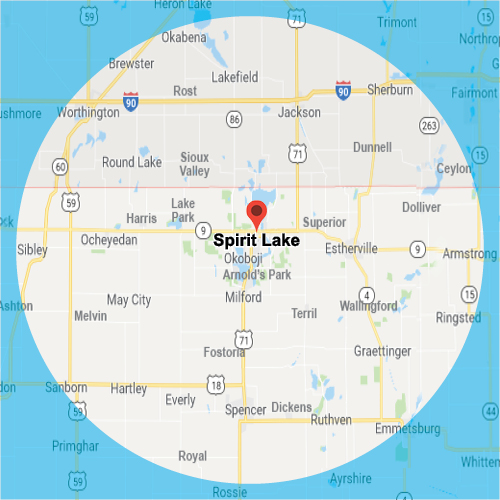 map of Spirit Lake service area